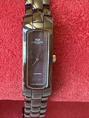 Women's Black Ceramic Bracelet Watch - Rectangular Dial